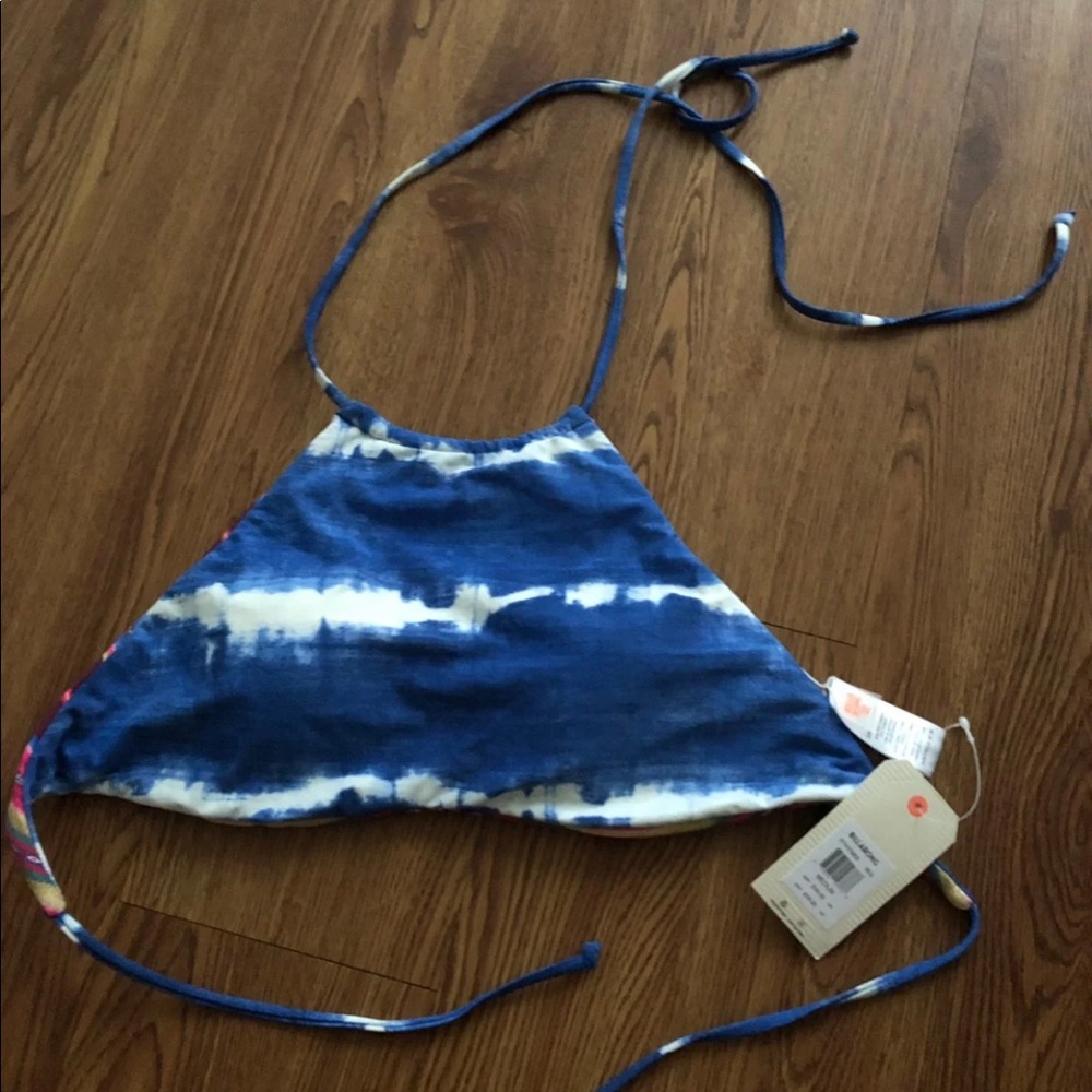Tie dye striped reversible bikini top